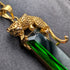 Vintage Sterling Silver Gilt Panther Pedestal Green Stone Pendant