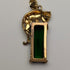 Vintage Sterling Silver Gilt Panther Pedestal Green Stone Pendant
