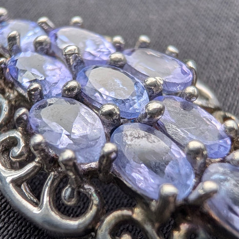 復古紫色寶石純銀底座吊墜附純銀鍊