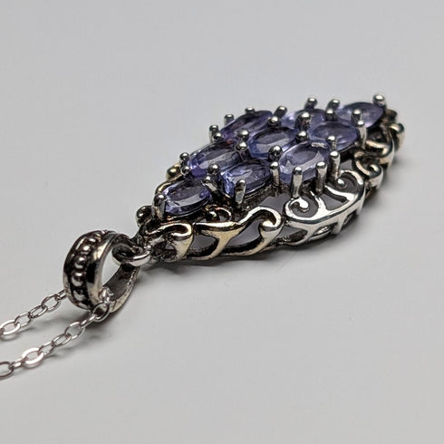 復古紫色寶石純銀底座吊墜附純銀鍊