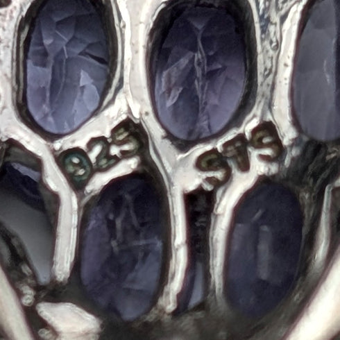 復古紫色寶石純銀底座吊墜附純銀鍊