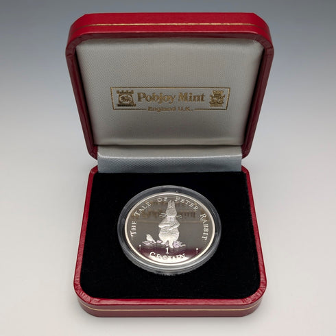 1998年 英國直布羅陀 克朗銀幣 「彼得兔」PobjoyMint 附盒、說明書