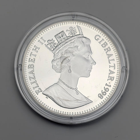 1998年 英國直布羅陀 克朗銀幣 「彼得兔」PobjoyMint 附盒、說明書