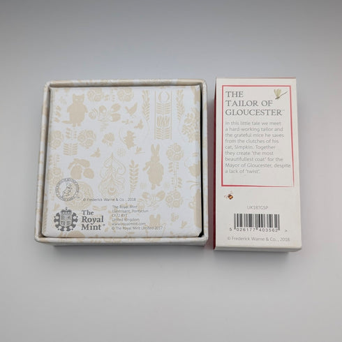 英國 碧翠絲・波特 誕生150週年紀念 「格洛斯特的裁縫」50便士紀念銀幣 英國皇家鑄幣廠 附盒及說明書