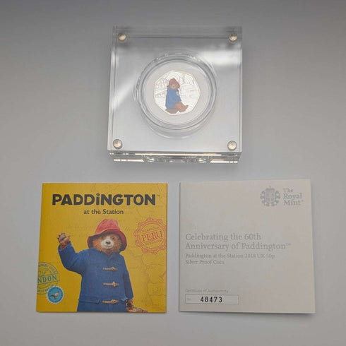 英國「柏靈頓熊」誕生60週年紀念 50 便士紀念銀幣 Royal Mint 附盒及說明書