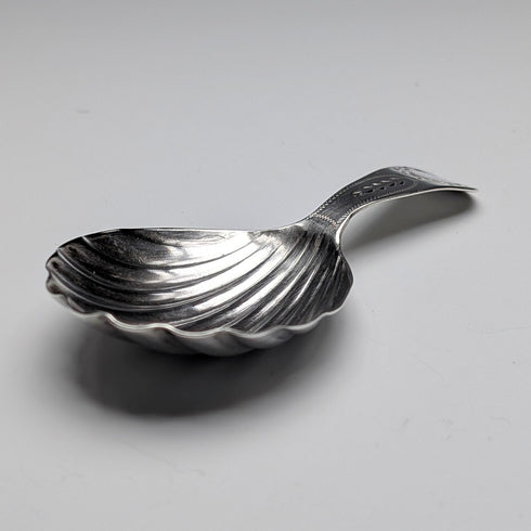 1790年 英國古董純銀製貝殼造型茶葉罐匙 6.8g GEORGE WALKERS