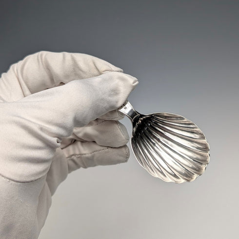 1790年 英國古董純銀製貝殼造型茶葉罐匙 6.8g GEORGE WALKERS