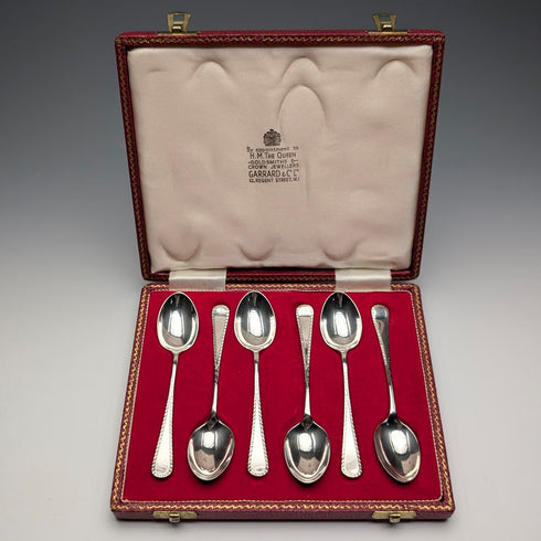 1967年 英國復古純銀濃縮咖啡勺6件組 共69克 Garrard&Co 附盒