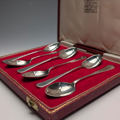 1967年 英國復古純銀濃縮咖啡勺6件組 共69克 Garrard&Co 附盒