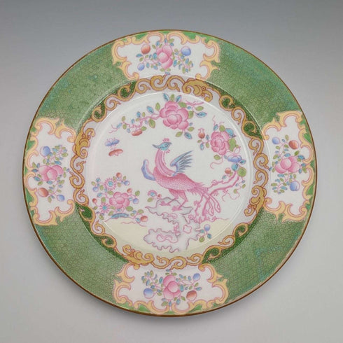 English Vintage Minton Green Cockatrice Tea Cup Trio