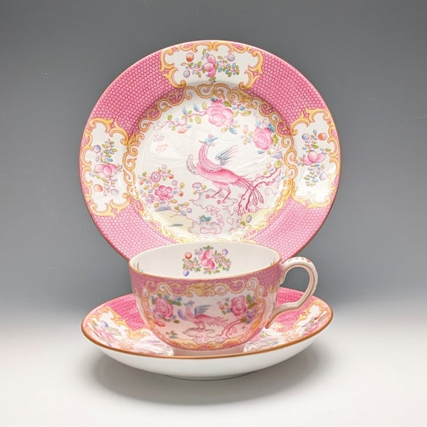 英国ヴィンテージ ミントン ピンクコカトリス ティーカップトリオ