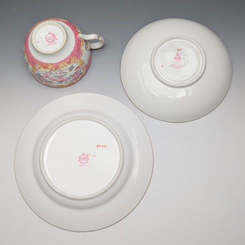 英国ヴィンテージ ミントン ピンクコカトリス ティーカップトリオ