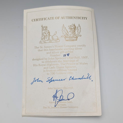1981年 英國皇室婚禮紀念 純銀高腳杯 207克 St James House Company