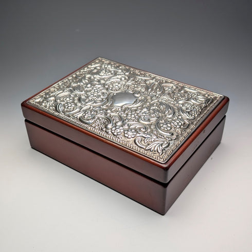 英國純銀維多利亞裝飾木製珠寶盒 Carr's of Sheffield