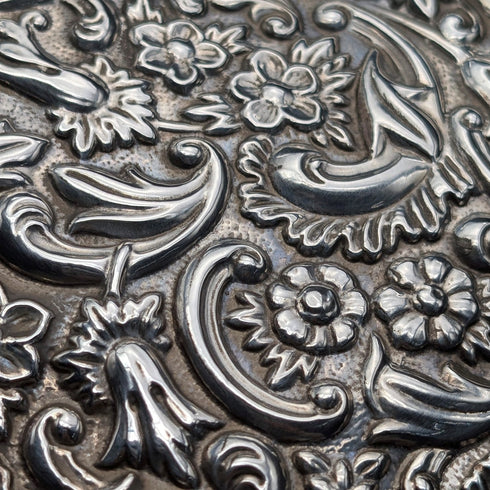 英國純銀維多利亞裝飾木製珠寶盒 Carr's of Sheffield