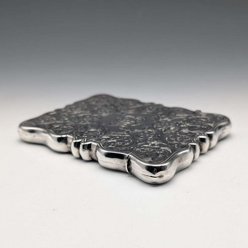 1905 British Antique Sterling Silver Large Card Case 97g John Rose