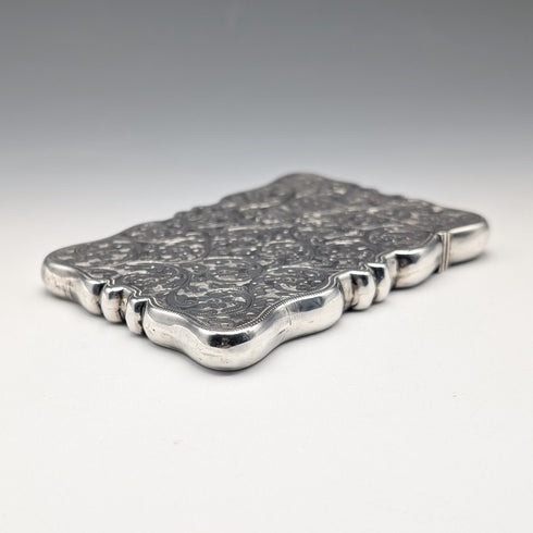 1905 British Antique Sterling Silver Large Card Case 97g John Rose