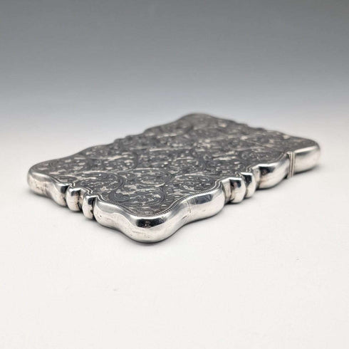 1905 British Antique Sterling Silver Large Card Case 97g John Rose