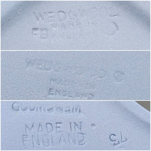 英国ヴィンテージ ウェッジウッド ジャスパーウェア製 ボックストリオ ペールブルー