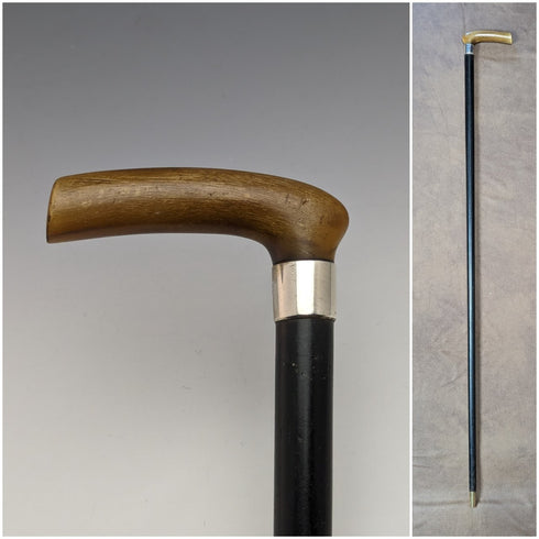 1901 年英國古董手杖純銀裝飾喇叭 L 形手柄 81 厘米