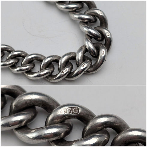 Circa 1915 British Antique Sterling Silver Albert Chain, 51g, Classic Car Charm Fob