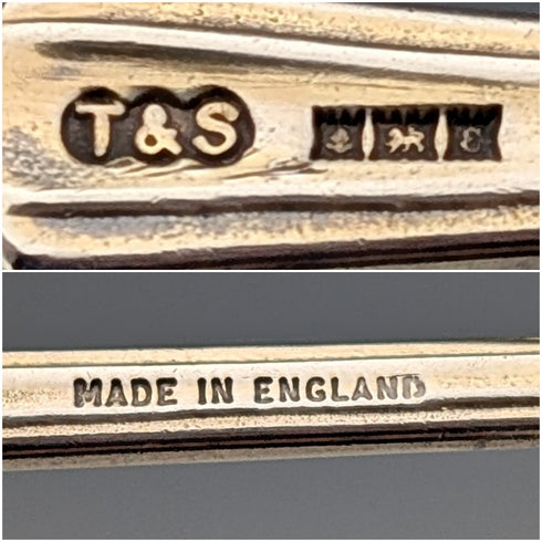 1954年 英国ヴィンテージ エナメル装飾 純銀製 コーヒースプーン6本セット 計71g Turner&Simpson ケース入