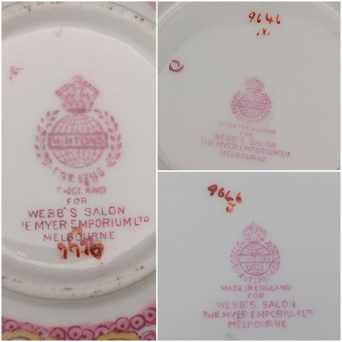 1920年代英國明頓茶杯三件組粉紅雞蛇獸,為邁耶商場訂製②