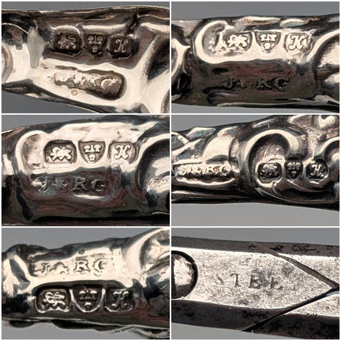 1910年 英国アンティーク 純銀製ハンドル グルーミング5点セット J&R Griffin ケース付