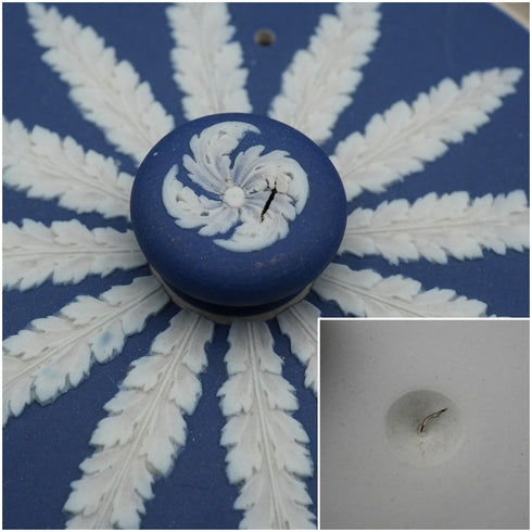 Tetera antigua de estilo tambor, Wedgwood Jasperware, Inglaterra, circa 1900