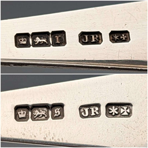 1910 年英國古董純銀茶匙和糖夾套裝,共 100 克,含盒子,Joseph Rodgers & Sons