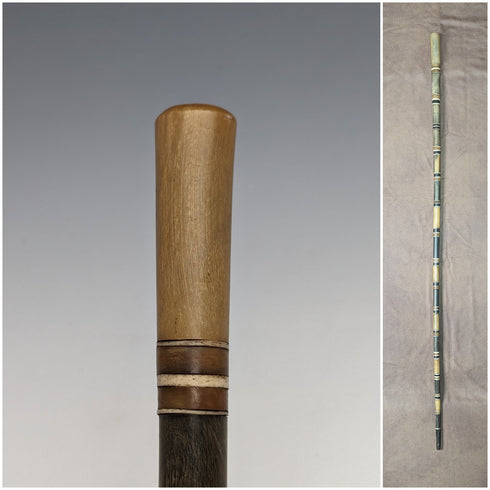 英國古董紳士手杖角和骨頭 86 公分多色軸