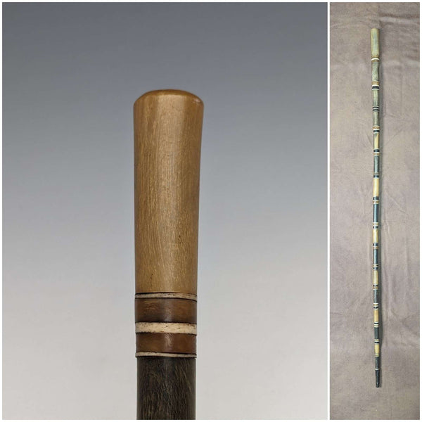 British Antique Gentleman's Cane Horn & Bone 86cm Multicolor Shaft