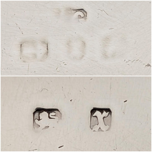 1897 British antique sterling silver double door card case, mirror finish, coat of arms engraved, 107g