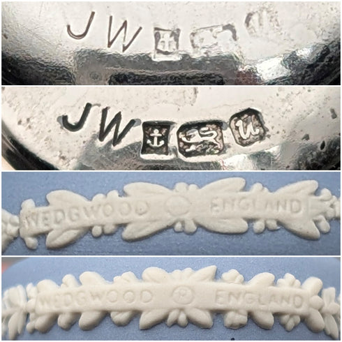 British Vintage Wedgwood Jasperware Perfume Bottle Pair in Paper Box