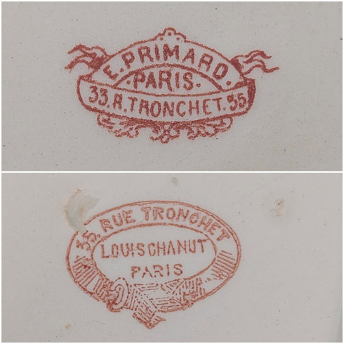 French Antique Japonism Design Hard Ceramic Soup Plate Pair ①