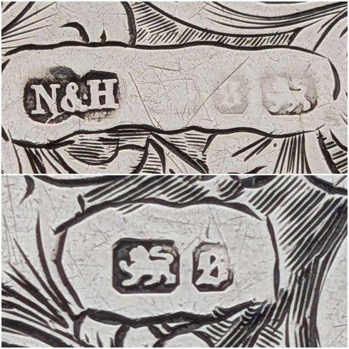 1892年 英國古董 純銀對開卡夾 Nathan&Hayes
