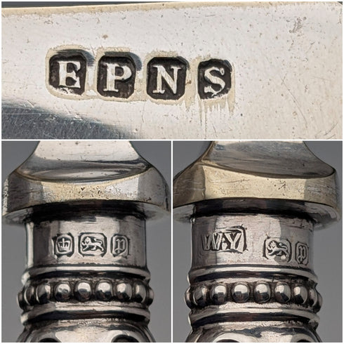 1907年英國威廉耶茨設計的古董純銀柄麵包叉