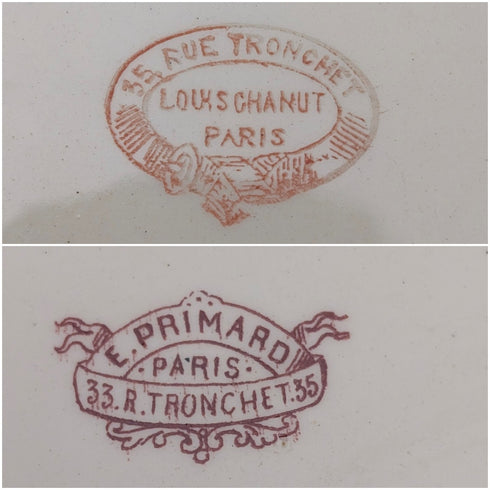 フレンチアンティーク ジャポニズムデザイン 硬質陶器製 サイドプレートペア②