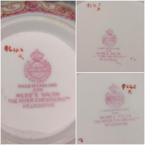 1920s British Minton Teacup Trio Pink Cockatrice, special order for Meyer Emporium ④