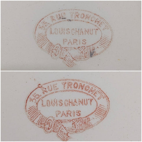 French Antique Japonism Design Hard Ceramic Dinner Plate Pair ②