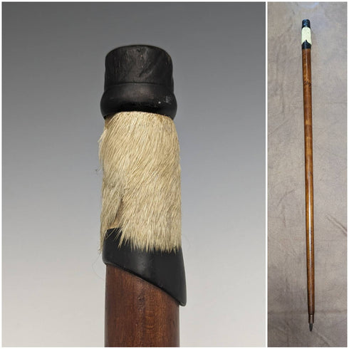 Swiss Made Antique Hiking Stick Cane with Fur Handle 82cm