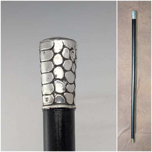 美國古董黑軸鱷魚風格純銀裝飾手柄手杖 80 厘米