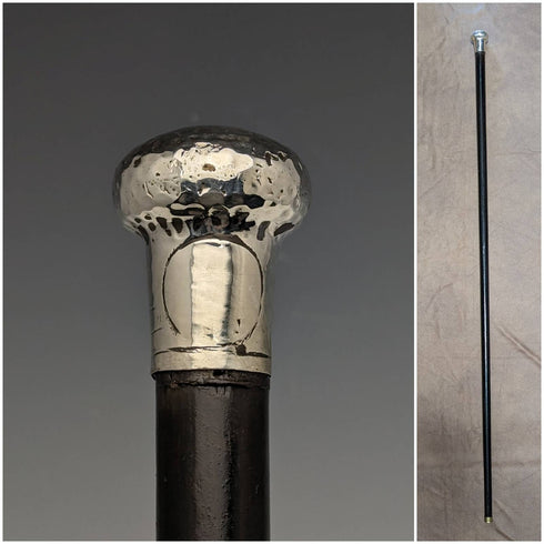 約 1920 年英國古董男士手杖純銀圓形手柄 87 厘米