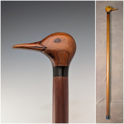 英国ヴィンテージ 極太ブラウンシャフト ダッグヘッドハンドル ステッキ 杖 103cm