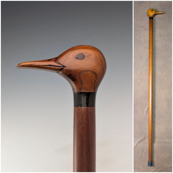 英国ヴィンテージ 極太ブラウンシャフト ダッグヘッドハンドル ステッキ 杖 103cm