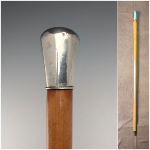 古董馬六甲純銀圓頭手柄手杖,長87厘米