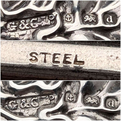 1903年 英国アンティーク 純銀ハンドル シューホーン ボタンフックセット G&C Ltd