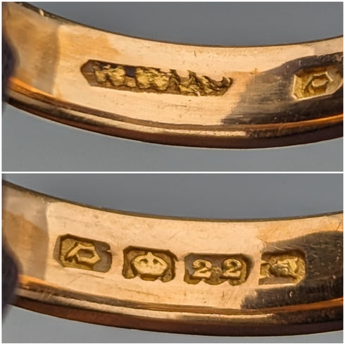 1919 年英國古董珠寶 K22 金戒指 3.7 克戒指 W Wilkinson