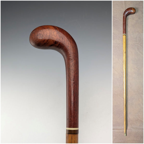 Antique British brown shaft Sunday stick style walking stick 88cm