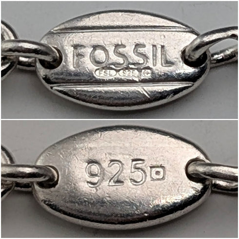 ヴィンテージ 純銀製 モダニストリンクチェーン ネックレス42cm 28g FOSSIL